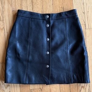 IRO Black Button-Up Leather Skirt